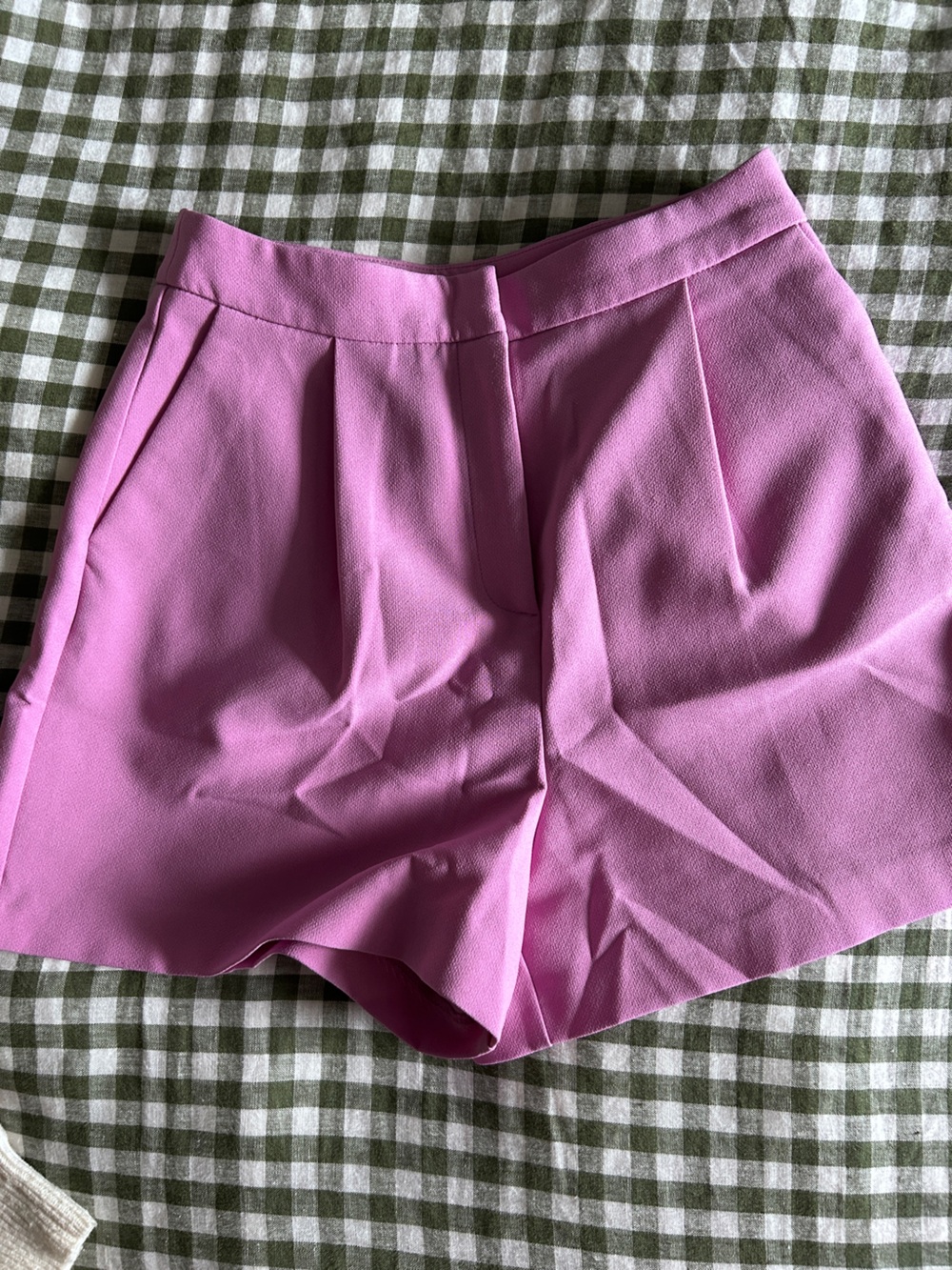 ASOS Pink High-Waist Pleated Dress Shorts